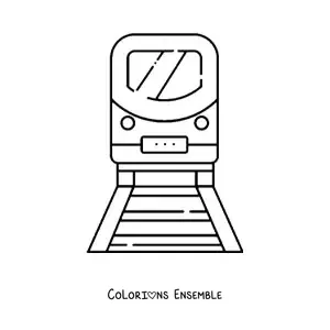 Image à colorier d'un train vu de face