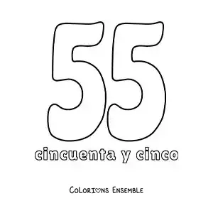 Image à colorier d'une fiche du 55 pour apprendre les nombres naturels