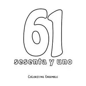 Image à colorier d'une fiche du 61 pour apprendre les nombres naturels