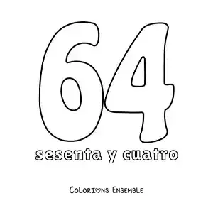 Image à colorier d'une fiche du 64 pour apprendre les nombres naturels