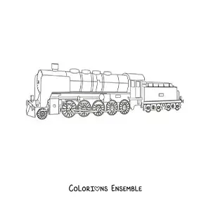 Image à colorier d'un train vu de côté