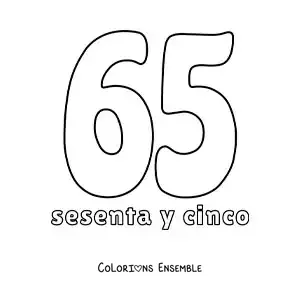 Image à colorier d'une fiche du 65 pour apprendre les nombres naturels