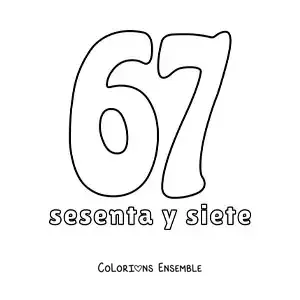 Image à colorier d'une fiche du 67 pour apprendre les nombres naturels