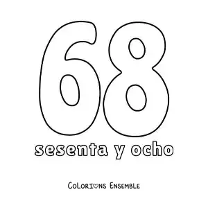 Image à colorier d'une fiche du 68 pour apprendre les nombres naturels