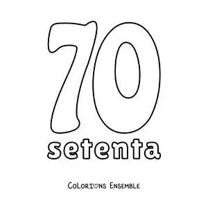 Image à colorier d'une fiche du 70 pour apprendre les nombres naturels
