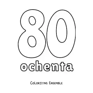 Image à colorier d'une fiche du 80 pour apprendre les nombres naturels