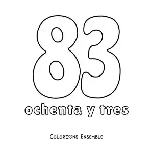 Image à colorier d'une fiche du 83 pour apprendre les nombres naturels