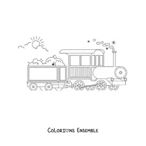Image à colorier d'un train de marchandises
