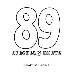 Image à colorier d'une fiche du 89 pour apprendre les nombres naturels