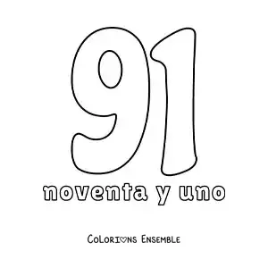 Image à colorier d'une fiche du 91 pour apprendre les nombres naturels