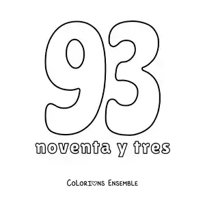 Image à colorier d'une fiche du 93 pour apprendre les nombres naturels
