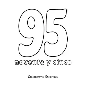 Image à colorier de la fiche du nombre 95 pour apprendre les nombres naturels