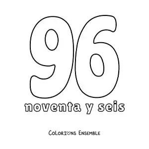 Image à colorier de la fiche du nombre 96 pour apprendre les nombres naturels