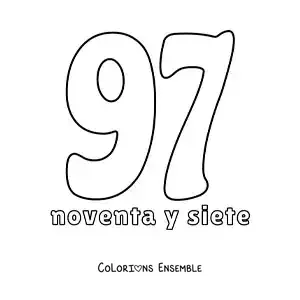 Image à colorier de la fiche du nombre 97 pour apprendre les nombres naturels