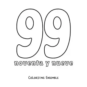 Image à colorier de la fiche du nombre 99 pour apprendre les nombres naturels