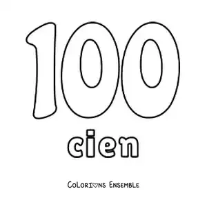 Image à colorier de la fiche du nombre 100 pour apprendre les nombres naturels