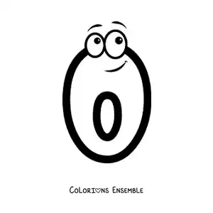 Image à colorier du chiffre 0 animé pour les enfants