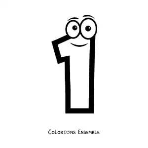 Image à colorier du chiffre 1 animé pour les enfants