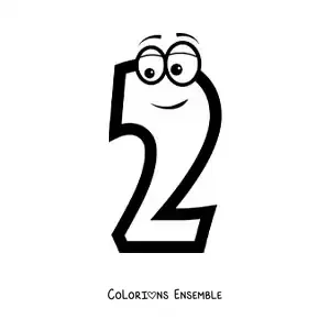 Image à colorier du chiffre 2 animé pour les enfants