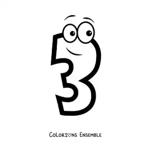 Image à colorier du chiffre 3 animé pour les enfants
