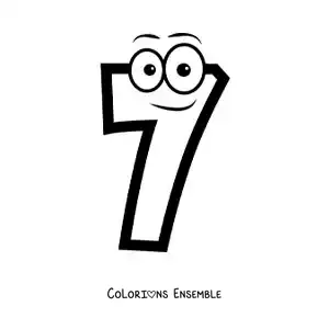 Image à colorier du chiffre 7 animé pour les enfants