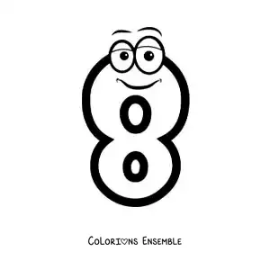 Image à colorier du chiffre 8 animé pour les enfants