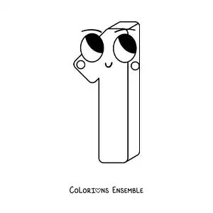 Image à colorier du chiffre 1 animé pour les enfants