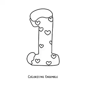 Image à colorier du chiffre 1 décoré pour les enfants