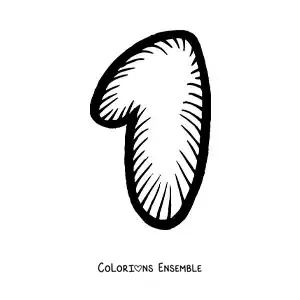 Image à colorier d'un grand chiffre 1 pour les enfants de maternelle
