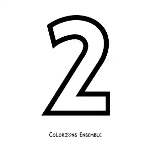 Image à colorier d'un grand chiffre 2