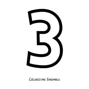 Image à colorier d'un grand chiffre 3