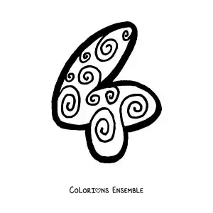 Image à colorier d'un grand chiffre 4 pour les enfants de maternelle