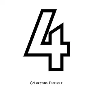 Image à colorier d'un grand chiffre 4