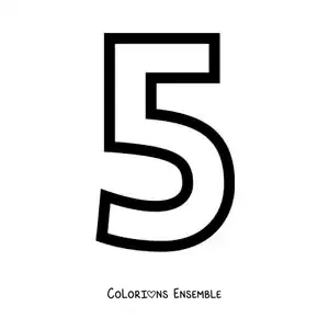 Image à colorier d'un grand chiffre 5