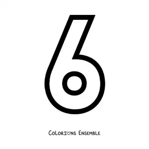 Image à colorier d'un grand chiffre 6