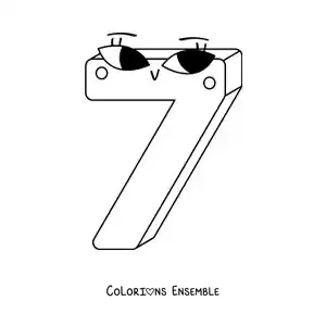 Image à colorier du chiffre 7 animé pour les enfants