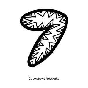 Image à colorier d'un grand chiffre 7 pour les enfants de maternelle