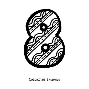 Image à colorier du grand chiffre 8 pour les enfants de maternelle
