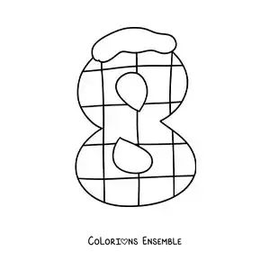 Image à colorier du chiffre 8 décoré pour les enfants