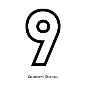 Image à colorier du grand chiffre 9