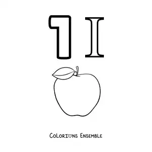 Image à colorier de la fiche du chiffre 1 en chiffres romains avec des dessins animés