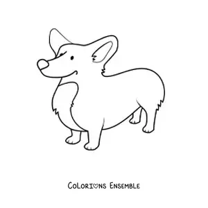 Image à colorier d’un corgi