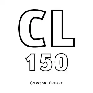 Image à colorier de la fiche du chiffre 150 en chiffres romains avec des dessins animés