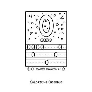Image à colorier de l’activité pour apprendre le chiffre 0 en anglais