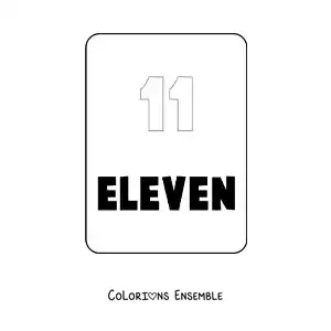 Image à colorier du chiffre 11 en anglais