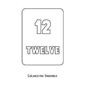 Image à colorier du chiffre 12 en anglais