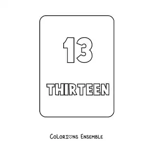 Image à colorier du chiffre 13 en anglais