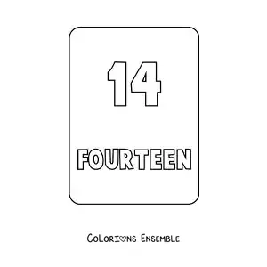 Image à colorier du chiffre 14 en anglais