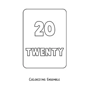 Image à colorier du chiffre 20 en anglais