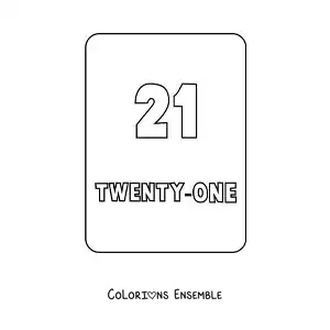 Image à colorier du nombre 21 en anglais